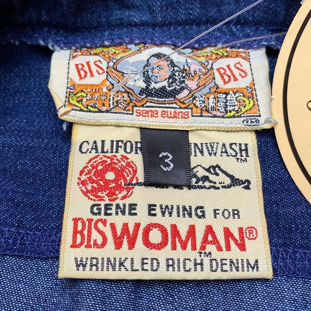 NEW VINTAGE Gene Ewing BIS Woman Wrinkled Rich California Denim Shirt Blouse